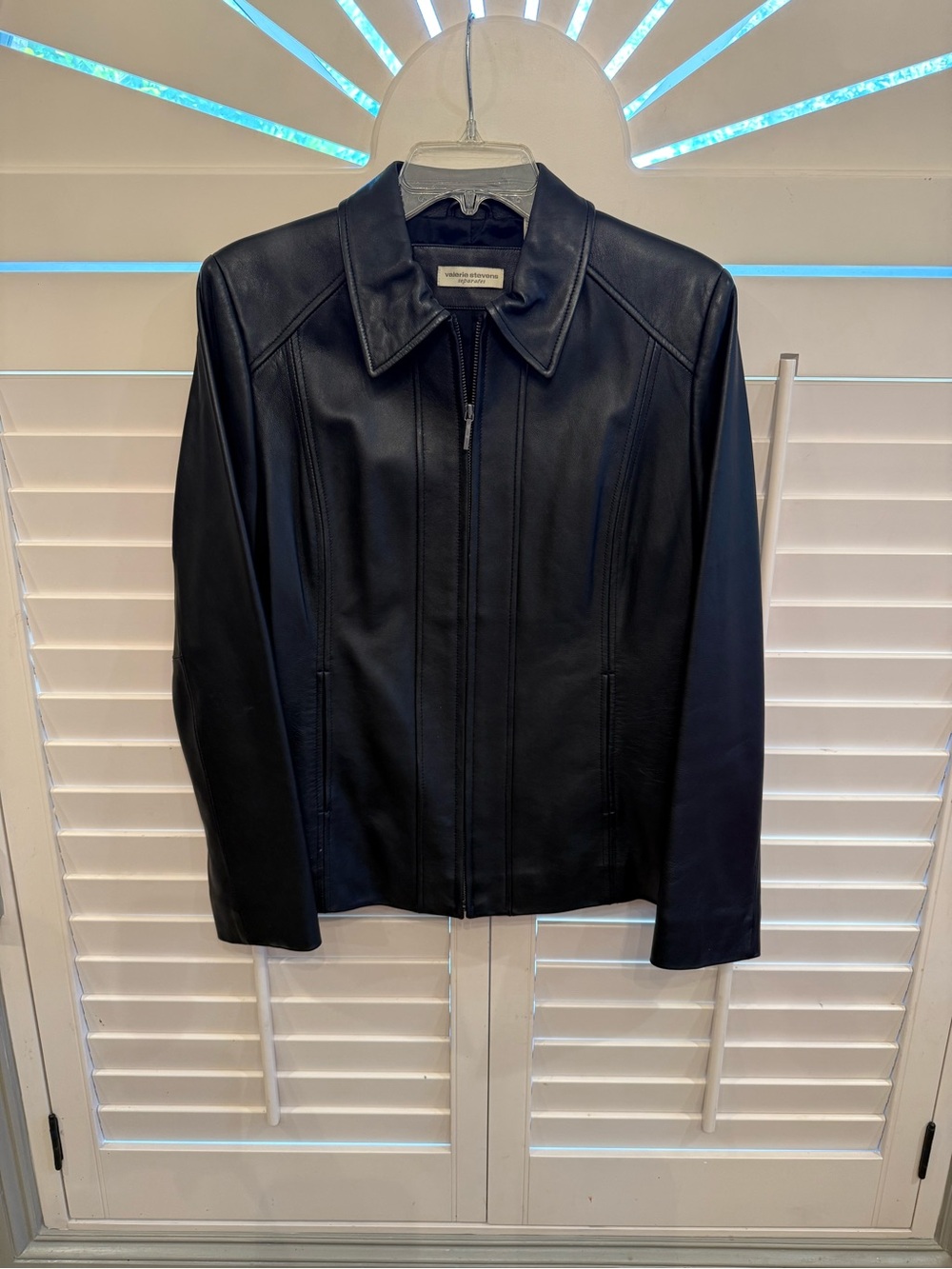 Valerie Stevens Black Leather Zip-Front Jacket